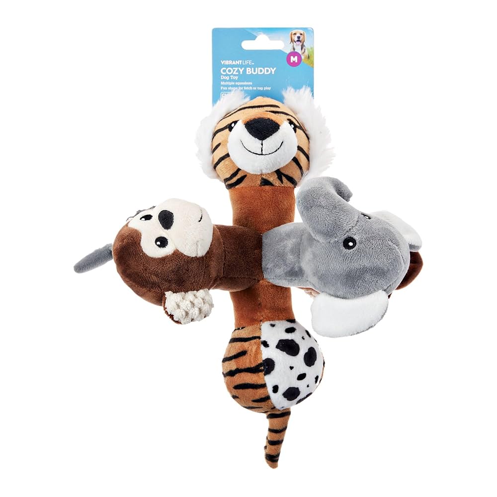 Amazon.com: Vibrant Life Cozy Buddy Dog Plush Chew Toy : Pet